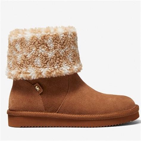 Michael Kors Julia Logo Sherpa and Suede Boots 